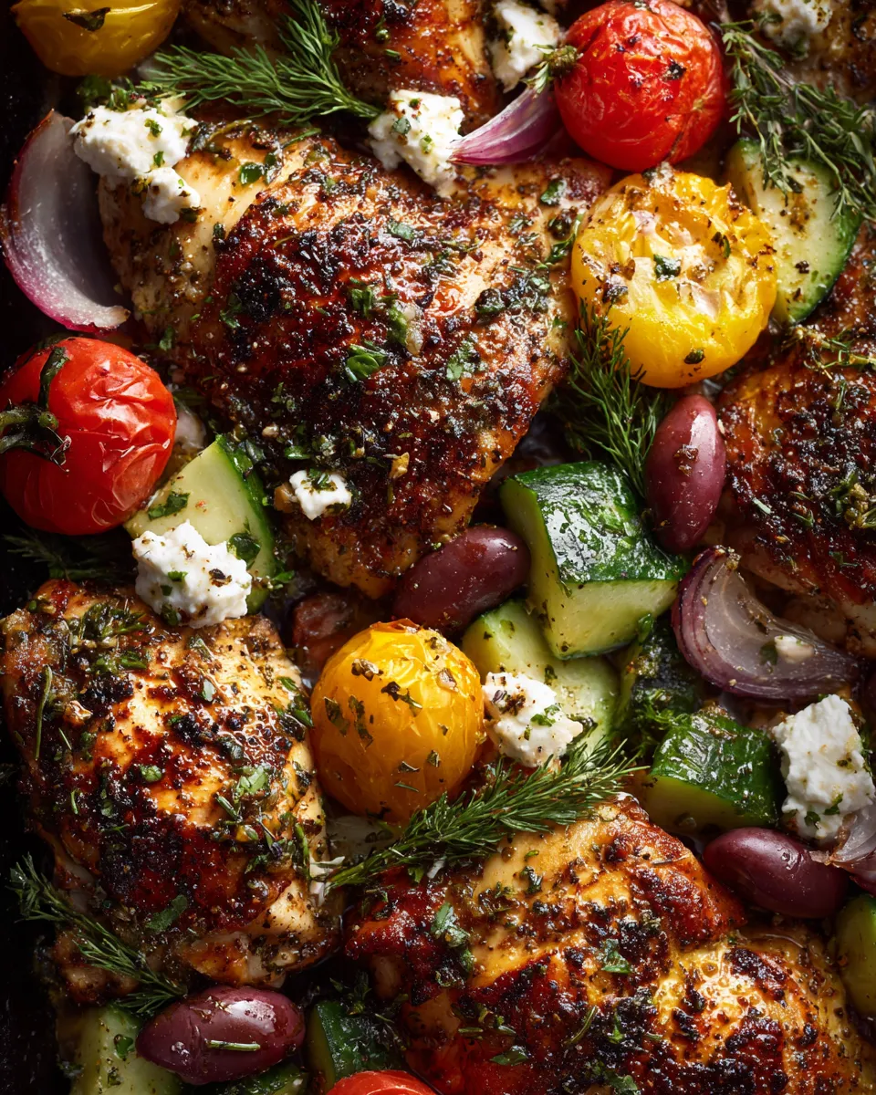 Greek Sheet Pan Chicken with Olives and Tomatoes