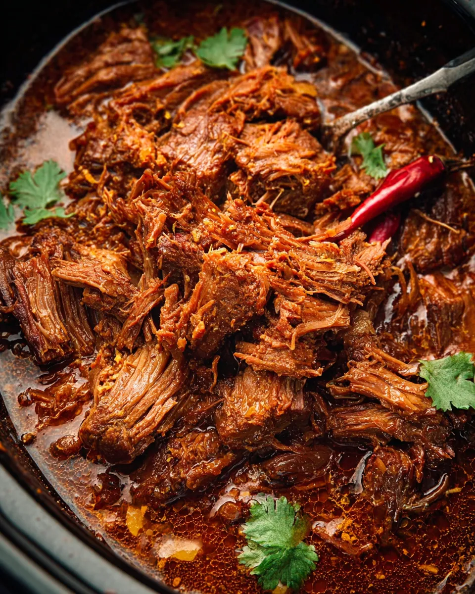 Crockpot beef barbacoa shredded dark meat tacos
