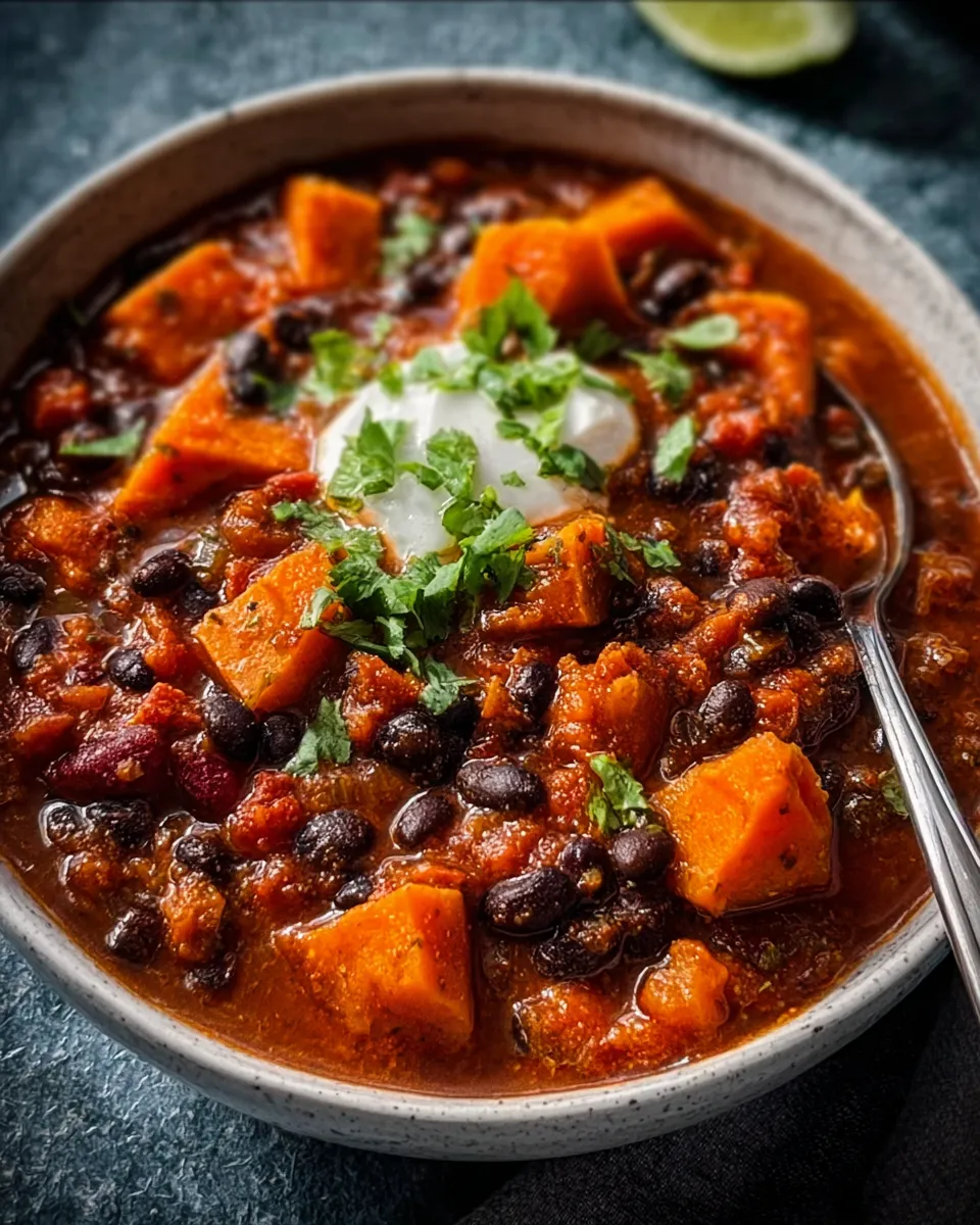 Sweet potato black bean crockpot chili dairy free