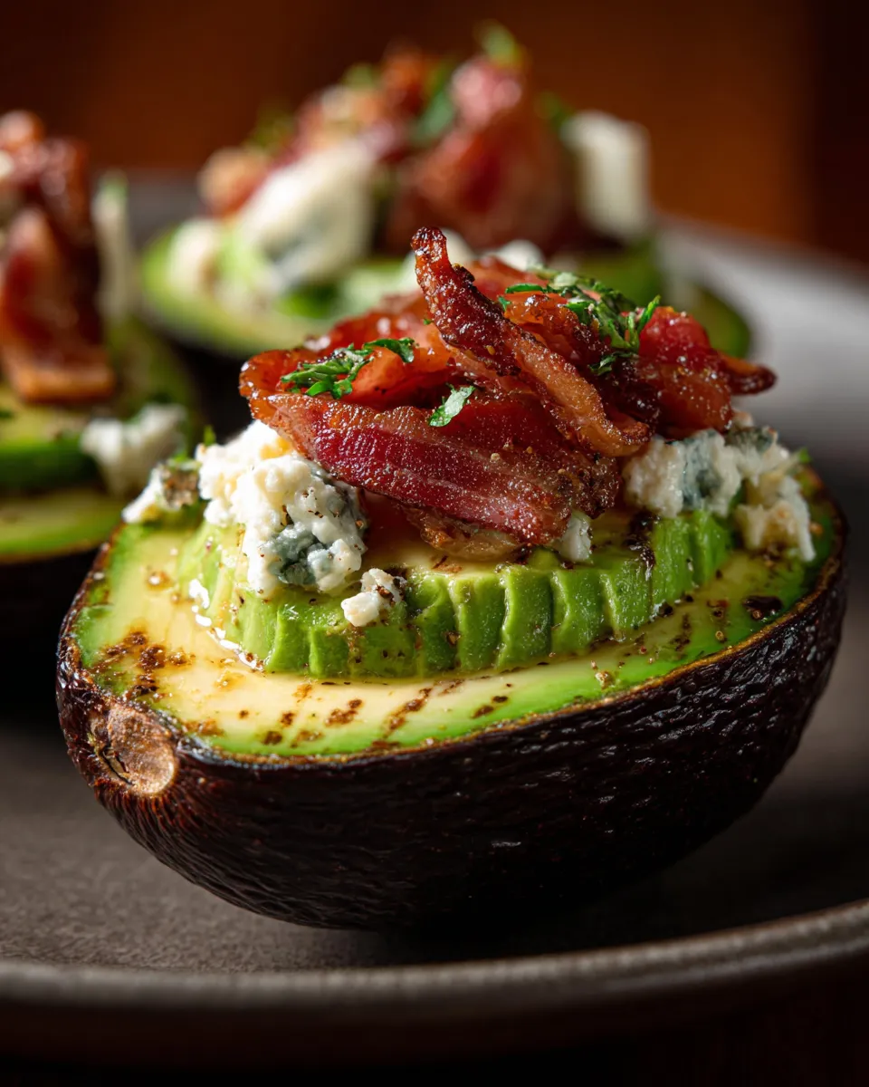 Dairy free keto BLT stuffed avocado