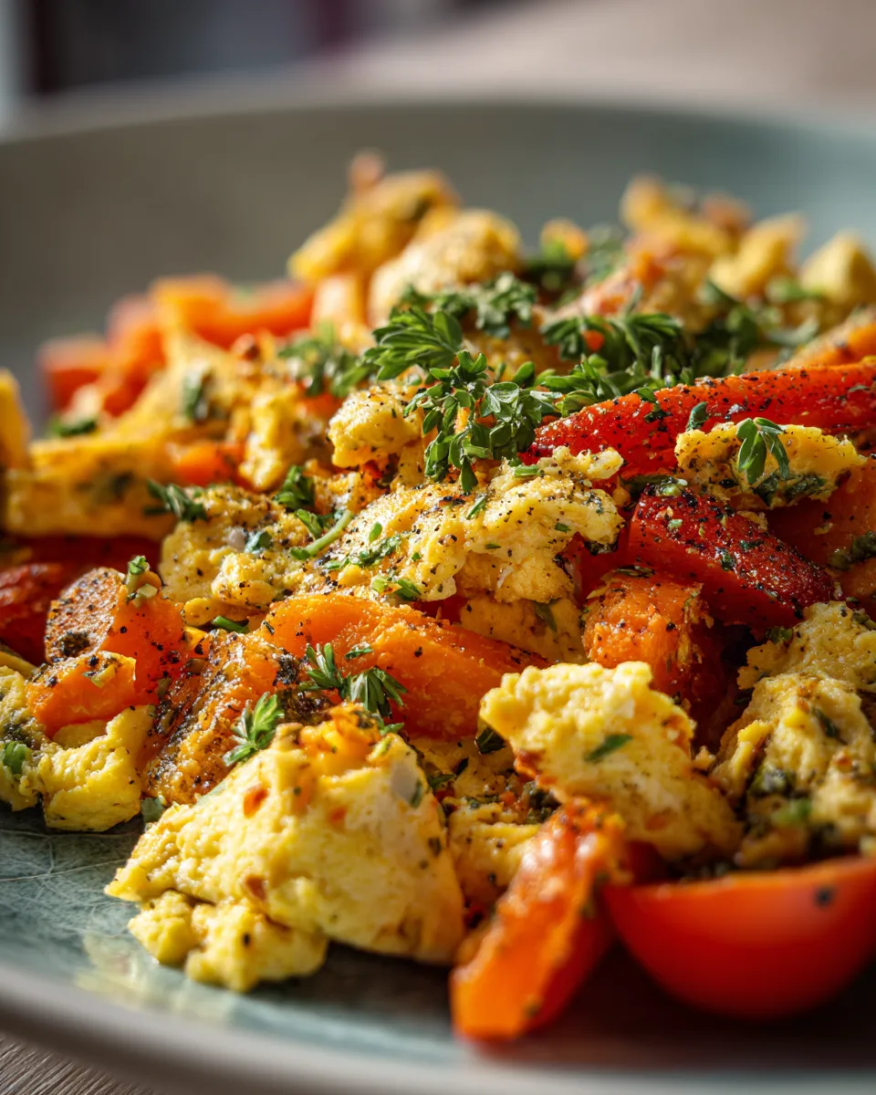 Dairy free keto egg veggie scramble